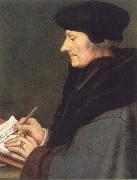 Portrait of Erasmus of Rotterdam writing Hans Holbein